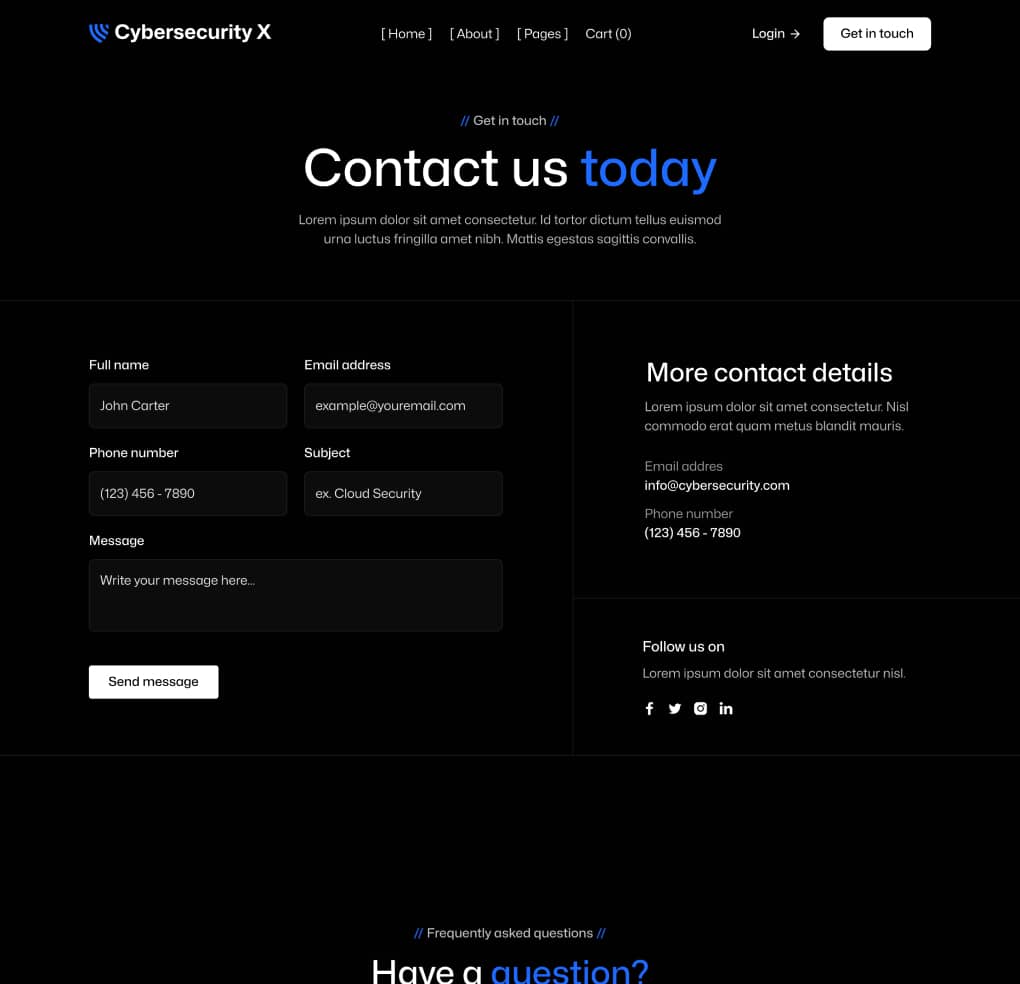SCGSec X - Contact V1 Page - Cyber Security SCGSec Security Platform