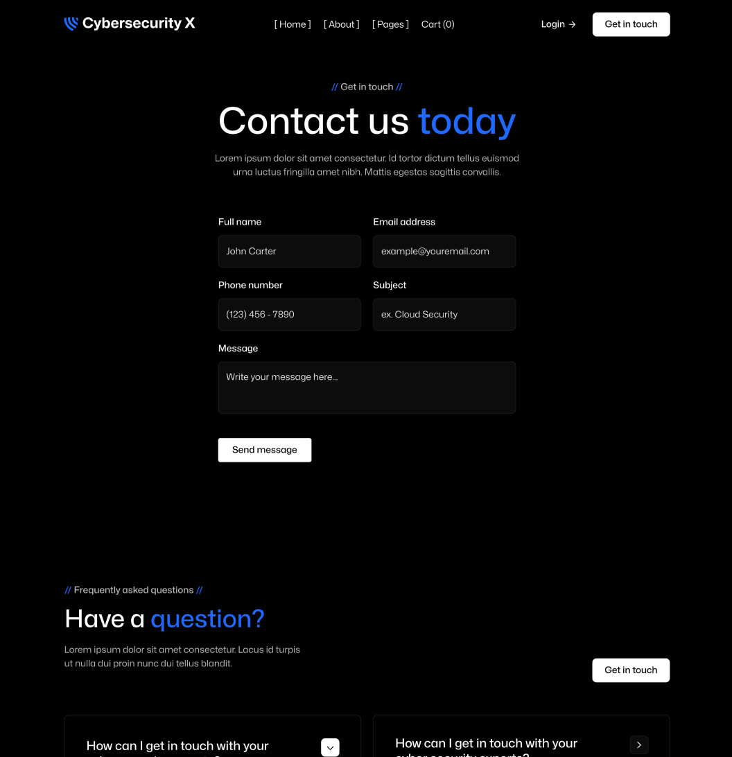 SCGSec X - Contact V3 Page - Cyber Security SCGSec Security Platform