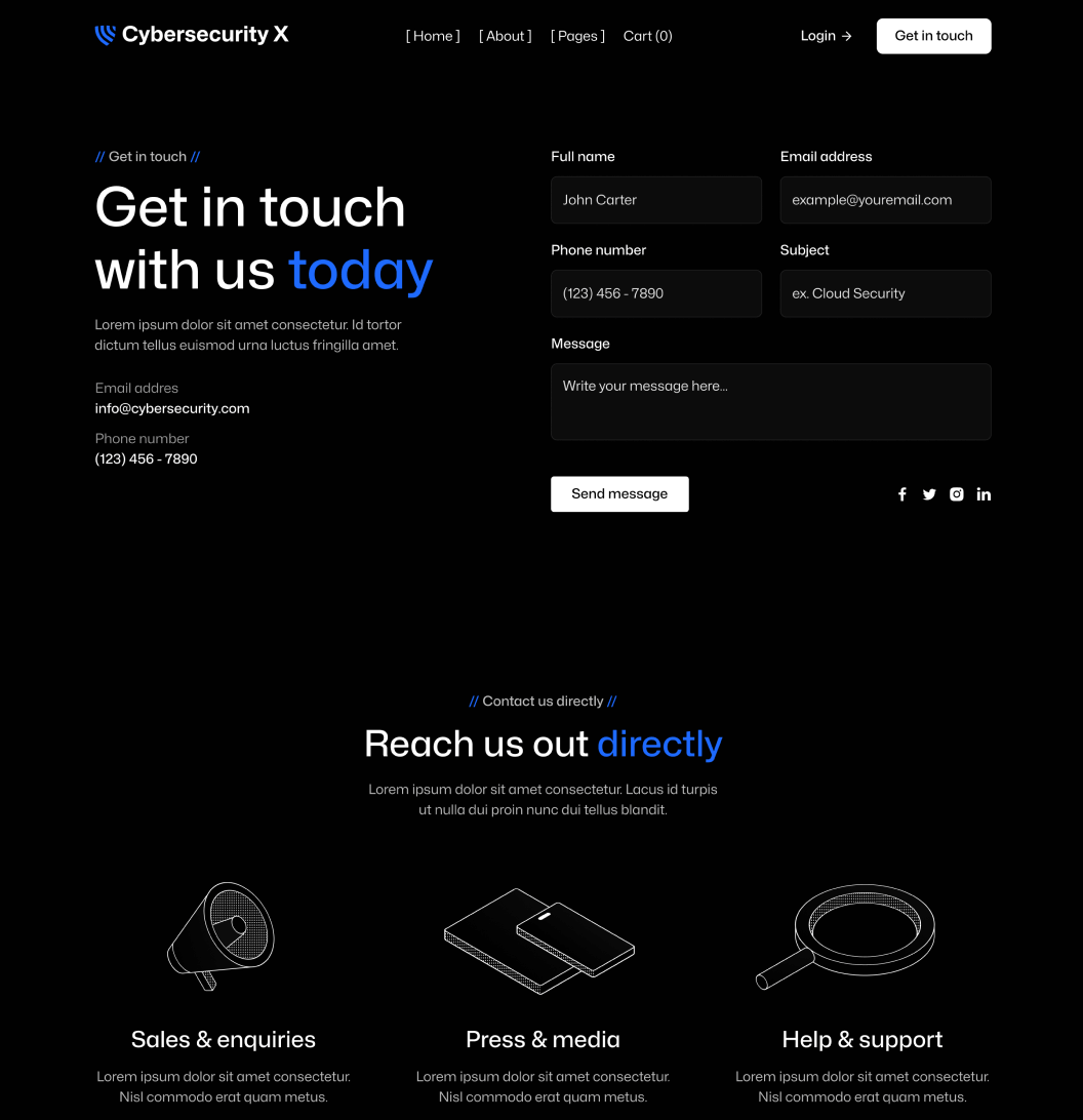 SCGSec X - Contact V2 Page - Cyber Security SCGSec Security Platform